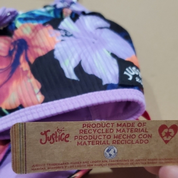 Justice Floral Kids Swim Bikini - Black and Purple - Picture 3 of 6